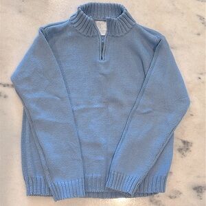 Little English Quarter Zip Pullover Sweater - Light Blue